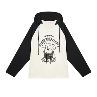 univu5同款快乐护卫队LALABOBO卫衣25秋新款长袖卫T撞色连帽上衣