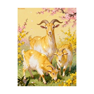 三阳开泰图可爱山羊室内贴画客厅宿舍卧室墙上木门招财装饰墙贴画