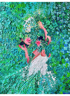FACYHOSI绿色调浪漫花海中的恋人温馨治愈系装饰无框挂画复刻版画