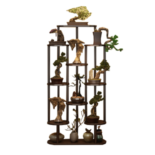 盆栽置物架中式花架子客厅落地式展示架轻奢高级感植物摆放架室内