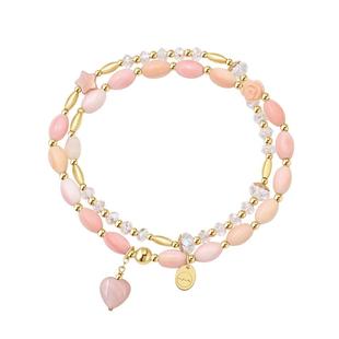 一撇一捺国潮系列贝壳双圈手链女生胭脂螺女皇贝14K注金粉色浪漫