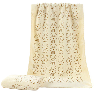 不掉毛超细聚酯纤维纯色卡通浴巾