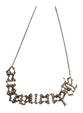 复古金闪钻字母项链choker锁骨链