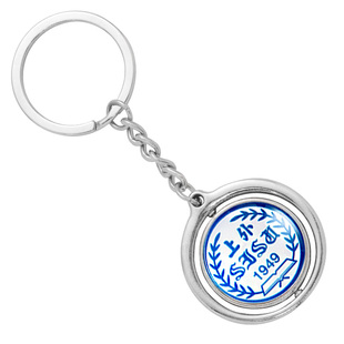 名字钥匙扣定制水晶金属刻字双面旋转挂件校徽定做毕业礼品送学生