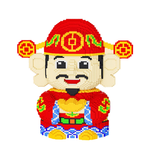 财神爷积木2024龙年玩具益智拼装8一12岁小颗粒高难度巨大型摆件