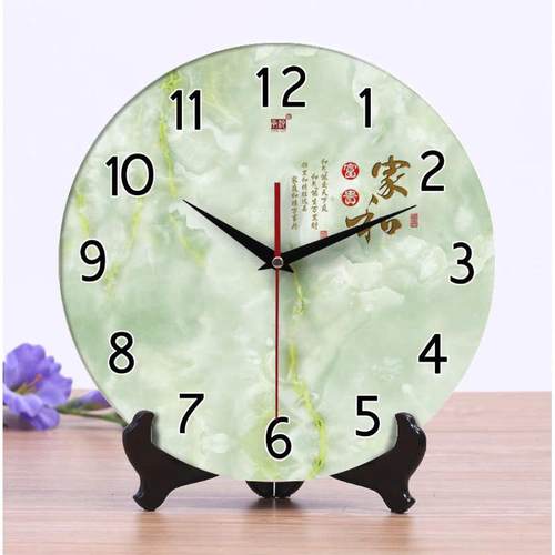 承沁新中式陶瓷钟表创意时钟挂钟座钟坐钟台式客厅静音仿玉雕效果