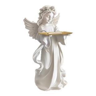 爱丽丝天使复古托盘欧式家居装饰品创意法式软装客厅大型落地摆件