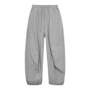 JUPSTUDIO男士束脚慵懒感休闲裤子冬季新款加绒加厚宽松直筒长裤