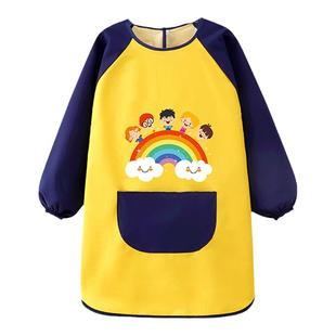 儿童画画罩衣幼儿园防水防脏反穿衣绘画围裙美术护衣宝宝吃饭围兜