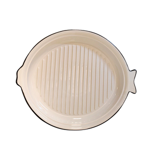 鱼盘蒸多宝鱼专用盘子陶瓷蒸鱼盘酒店后厨大号鱼盘菜盘摆盘料理盘