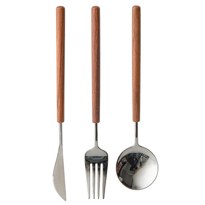 复古花梨木手柄304不锈钢刀叉勺