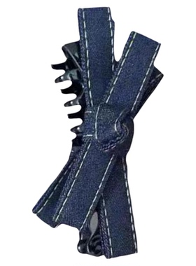 牛仔蓝色明线蝴蝶结香蕉夹
