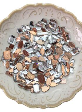 玫瑰金异形平底水钻白色指甲饰品