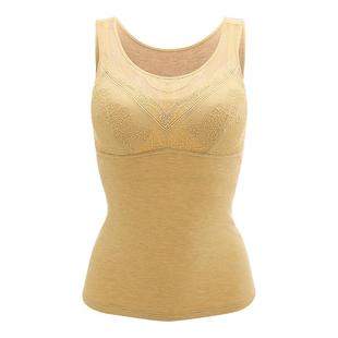 依曼丽保暖内衣女士带胸垫背心秋冬免穿文胸发热舒适塑形美体打底