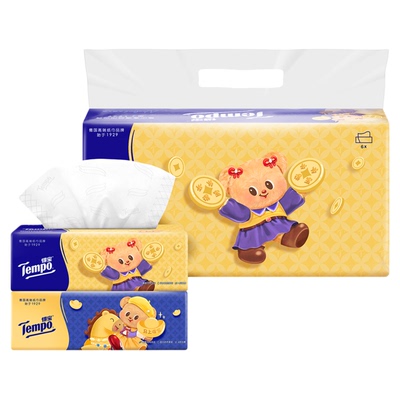 得宝新年特别款黄油小熊联名无香软抽纸4层M码80抽6包/15包/30包