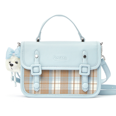 畹町复古学院剑桥包女春日格纹复古英伦风斜挎包休闲百搭通勤小包