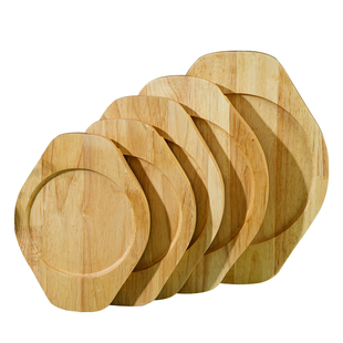 圆形加厚防烫烤盘垫板木板砂锅餐具铁板专用实木托盘垫双耳隔热垫