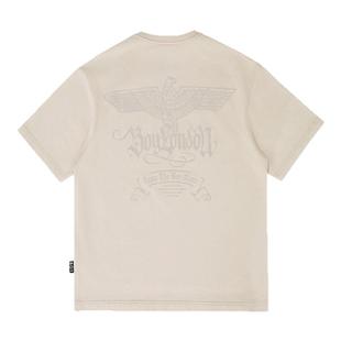 BOYLONDON植绒做旧复古潮牌针织休闲短袖春夏男女同款T恤N01142