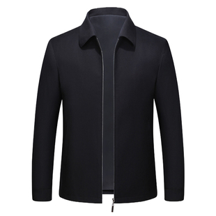 商务夹克衫春秋季中年男士品牌休闲外套中老年爸爸装上衣拉链男款