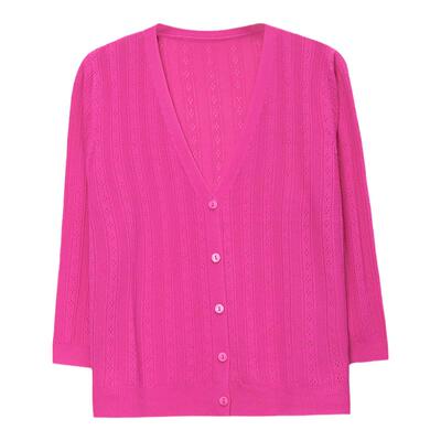 冰丝七分袖薄款针织小开衫短上衣