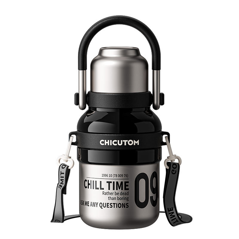 chicutom陶瓷不锈钢保温杯316大容量拎拎水壶户外便携吸管水杯子