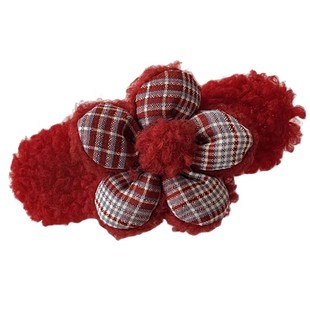 新年红色花朵发夹女后脑勺鸭嘴夹子盘发神器抓夹喜庆新年过年头饰