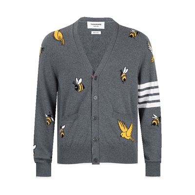 ThomBrowne嵌花图案针织开衫男