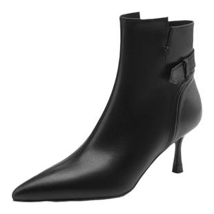 星期六女靴高跟靴子女短靴爆款女鞋尖头细跟马丁靴春秋单靴烟筒靴