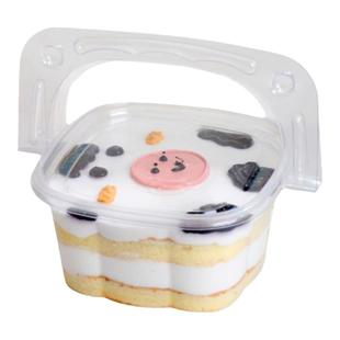 六一儿童节手提花篮蛋糕盒豆乳千层慕斯水果捞一次性烘焙吸塑盒子