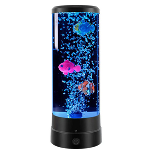 仿真动态气泡泡鱼灯鱼缸摆件助眠卧室LED七彩氛围灯USB插电小夜灯