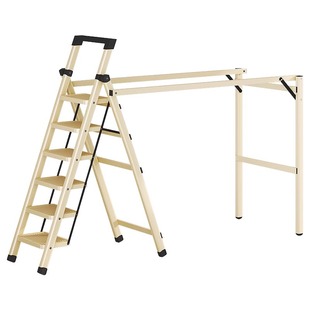 家用梯子折叠晾衣架室内登高两用多功能加厚扶梯加厚晾晒被双杆架