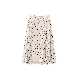 不规则荷叶边波点半身中裙女春夏大码胖mm韩系慵懒风梨形伯克利裙