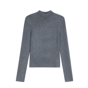 辰米范 柏朗早刊 半高领长袖针织衫女气质修身柔软内搭打底上衣