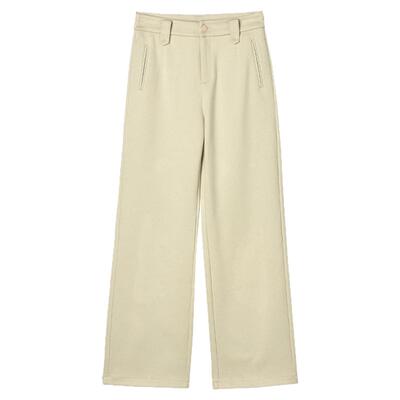 高腰直筒长裤一粒扣休闲裤