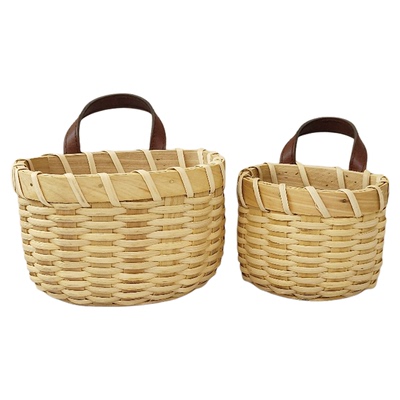 手工编织壁挂蓝姜蒜收纳篮藤编