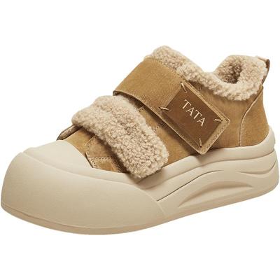 TATA他她女鞋2025冬季款运动棉鞋休闲鞋厚底加绒保暖板鞋CHH02DM5
