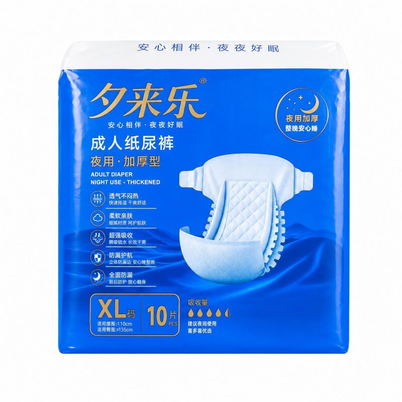 夕来乐夜用加厚成人纸尿裤老人防漏尿不湿卧床护理整夜干爽10片装