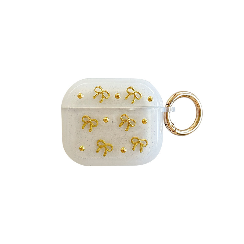 适用苹果Airpods4代蝴蝶结福袋皇冠耳机套Airpodspro3蓝牙保护壳小清新滴胶女款Airpod1/2代防摔挂扣指环防丢
