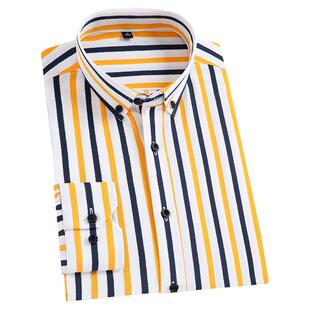 啄木鸟男士长袖条纹衬衫商务休闲时尚潮流抗皱免烫春夏薄款衬衣男