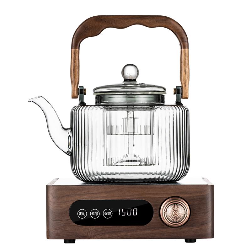 興梵全玻璃煮茶壺噴淋式蒸汽圍爐煮茶器煮茶爐電陶爐蒸煮兩用套裝