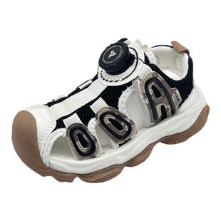 托米福儿童鞋男童儿童跑步透气凉鞋旋转钮轻便休闲鞋包头沙滩凉鞋