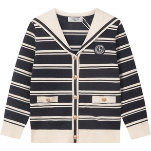 【新年】hazzys哈吉斯童装女童毛衣2025秋新内搭线衣学院针织开衫