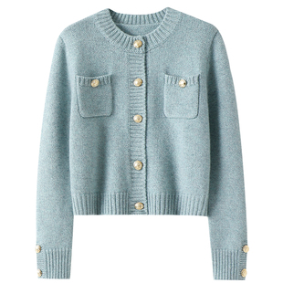 新贵都钟情!加厚100%纯山羊绒开衫女纯羊绒毛衣针织外套短款秋冬