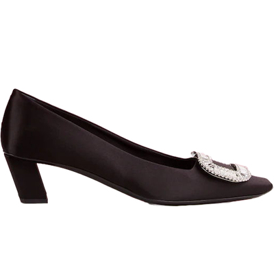 belle钻扣缎面方头女鞋