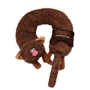 BUDIBASA巴迪宝思可爱咖啡猫颈枕开车坐车护颈枕U型枕眼罩二合一