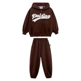 派町童装男童连帽运动套装2026春季新款大童儿童外套裤子两件套潮