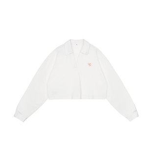 Y2NG原创V领长袖POLO衫女秋季新款重磅oversize宽松露脐上衣