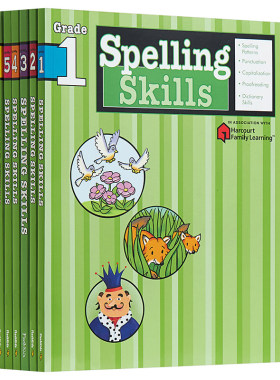 Harcourt Family Learning Flash Kids Spelling Skills Grade 1-6 拼写技能提高练习册 英文原版 哈考特英语学习辅助教材书籍