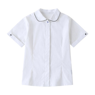 夏装男童女童小学生短袖校服紫红白蓝色中学生纯色棉衬衫短裤裙子