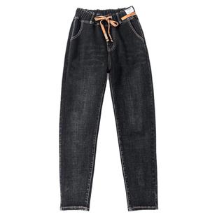 哈伦牛仔裤女冬季新款新款加绒加厚宽松显瘦保暖小个子大码老爹裤